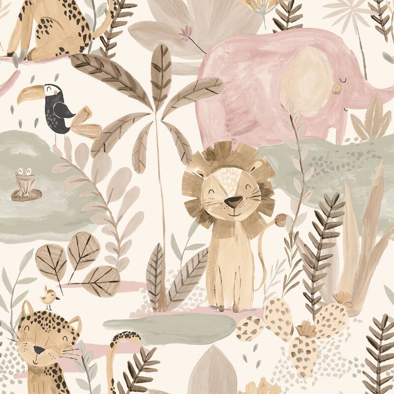 Advantage In The Jungle Pink Animal Friends Wallpaper