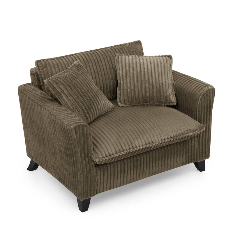 Tufted Corduroy Lazy Sofa Chair with Backrest and Armrests Single Person Lounge Chair for Living Room or Bedroom Accent Chairs