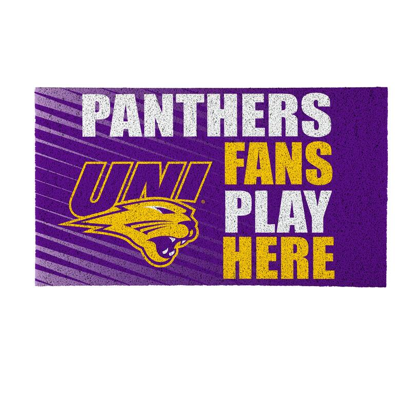 28 in. x 16 in. University of Northern Iowa "Fans Play Here" PVC Door Mat