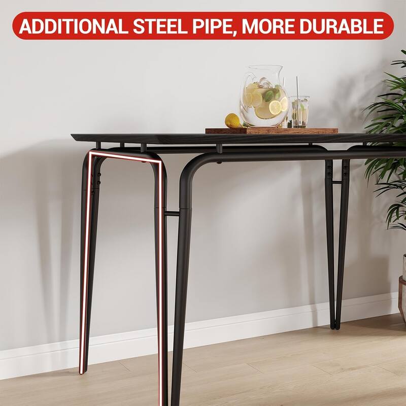 5-Piece Dining Table Set with Upholstered Chairs, Square Table with Metal Frame for Kitchen or Dining Room