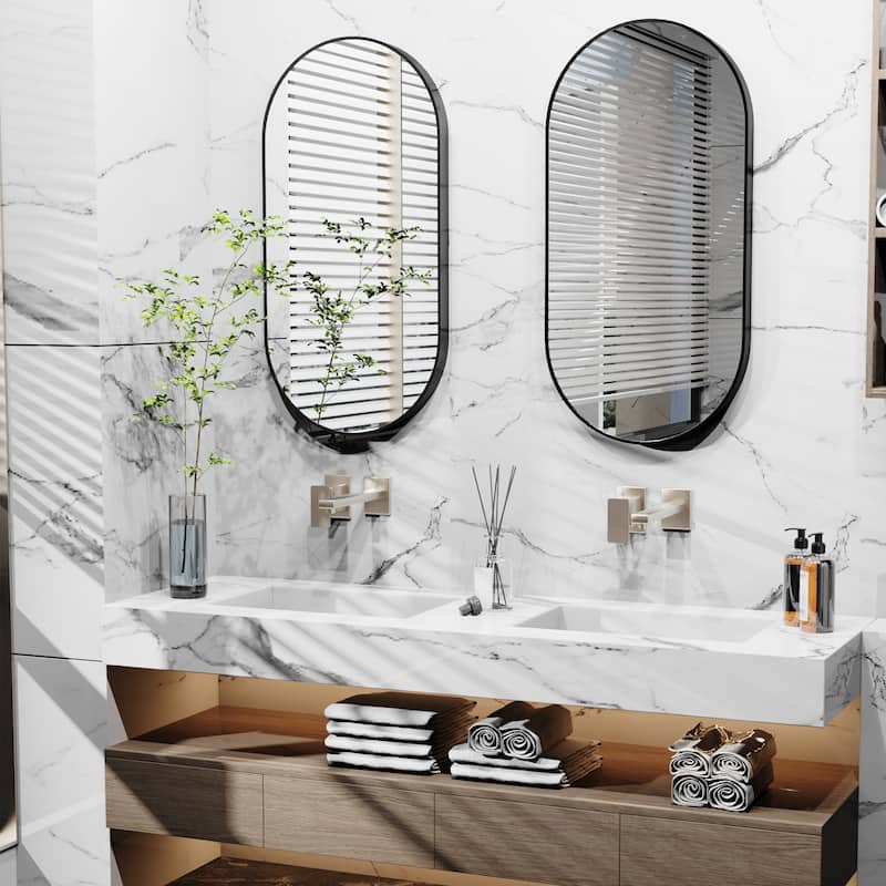 Aluminum Frame Venetian Wall Mounted Mirror - 19.7 x 39.3 inch