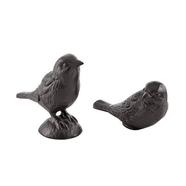 slide 2 of 5, Brown Cast Iron Set of 2 Bird Sculptures - Tabletop Desk Ornaments or Decorative Paperweights