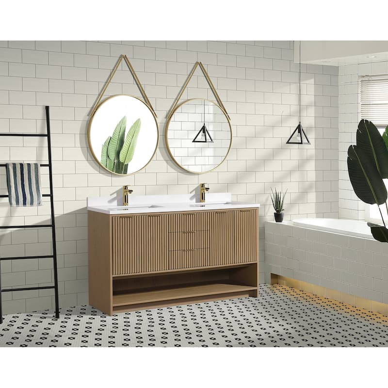 Ari Bath San Diego 55" Freestanding Bathroom Vanity Oak