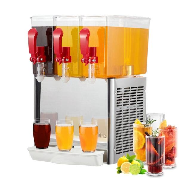 Commercial Beverage Cooler Dispenser with Triple Tank 7.9 Gallon On