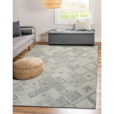 Multicolored Gray Transitional Geometric Modern Tufted Area Rug - Elegant and Timeless Design