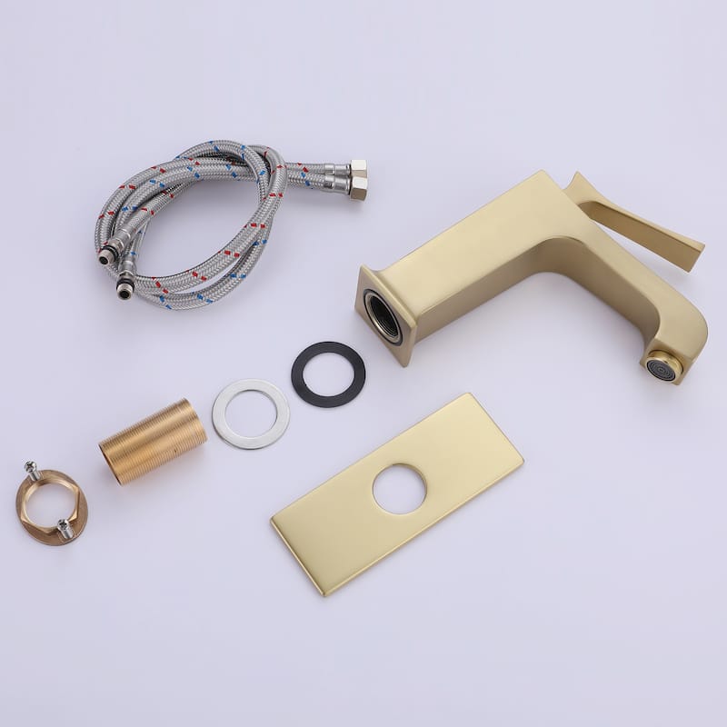 Single Handle Single Hole Bathroom Faucet With Deckplate Included In Brushed Gold