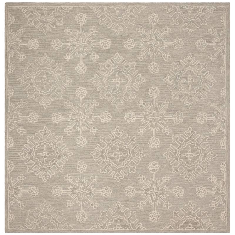 SAFAVIEH Handmade Blossom Rylee Modern Floral Wool Rug - 6' Square - Light Beige