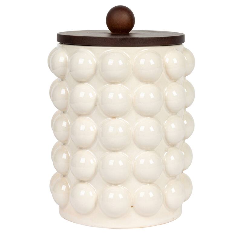 Stoneware Canister with Raised Dots and Lid