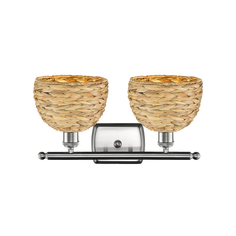 Innovations Lighting 516-2W-12-18 Woven Rattan Vanity Woven Rattan 2