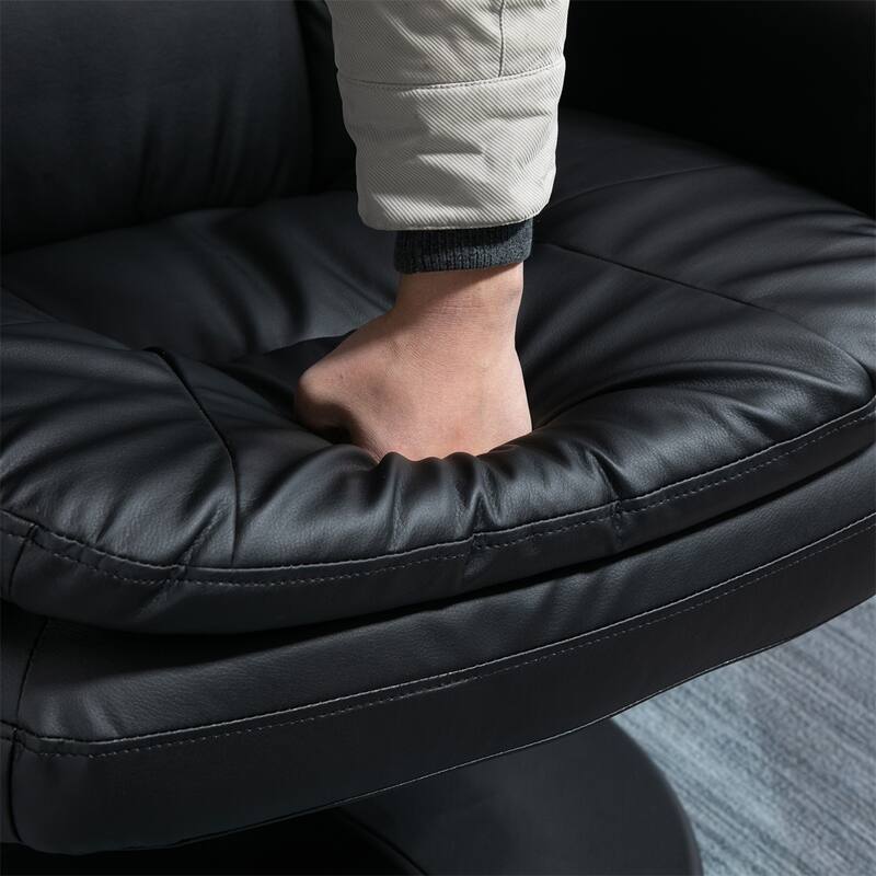 Recliner and Ottoman, Swivel PU Leather Reclining Chair with Footrest