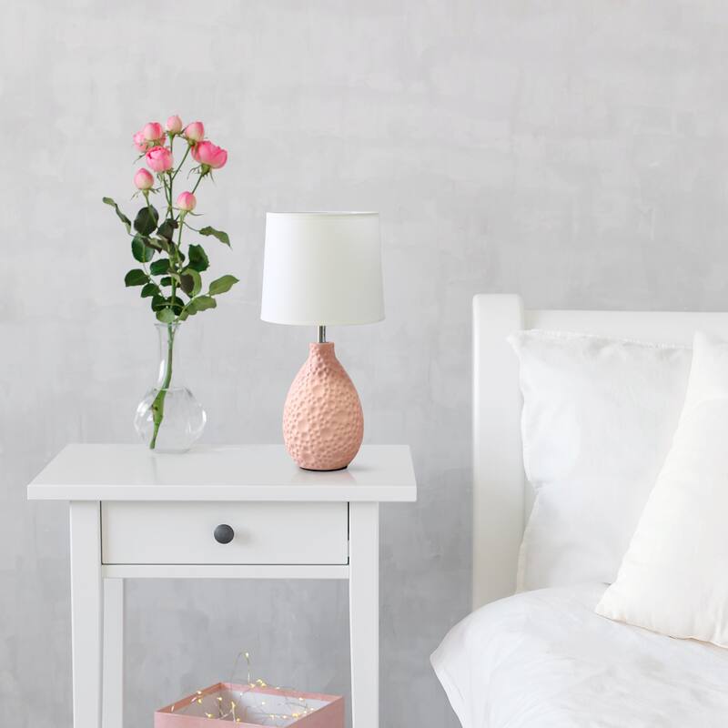 14.17" Textured Tear Drop TableLamp with White Fabric Shade