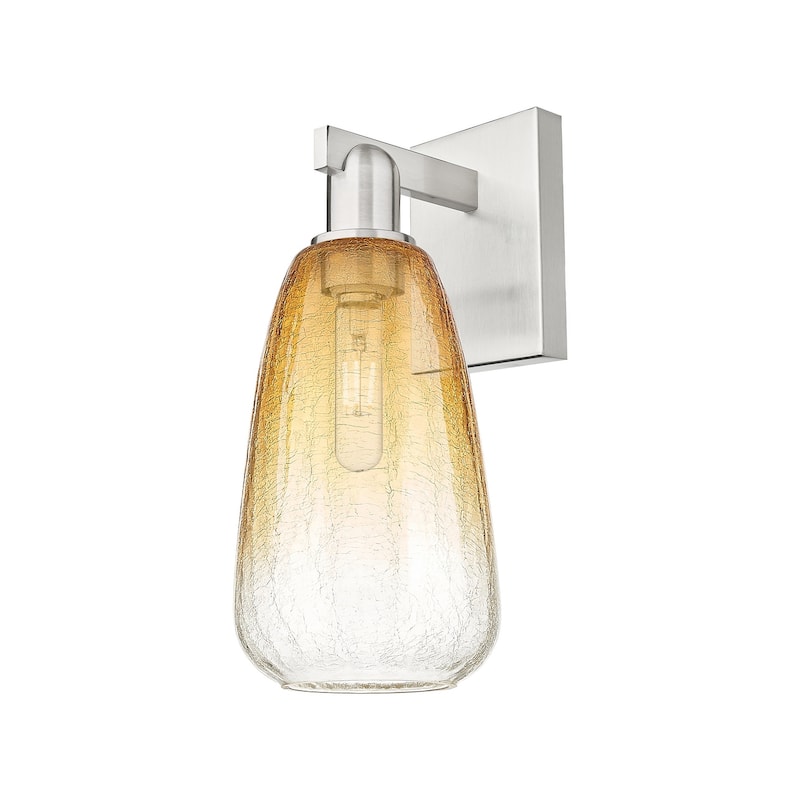 Innovations Lighting 716-1W-11-8 Brookhaven Almond Sconce Brookhaven - Brushed Satin Nickel / Amber