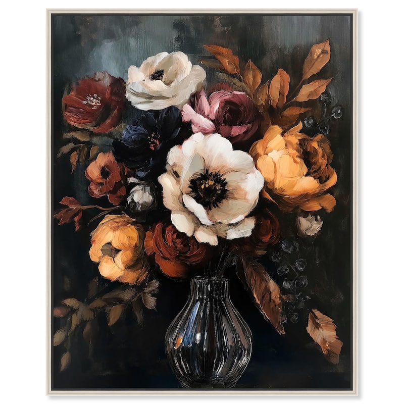 Velvet Night Bloom I Canvas by Art Remedy - 24" x 30" - Silver