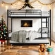 preview thumbnail 2 of 10, Twin over Twin Metal Bunk Bed with Trundle,Ladder and Full-Length Guardrail