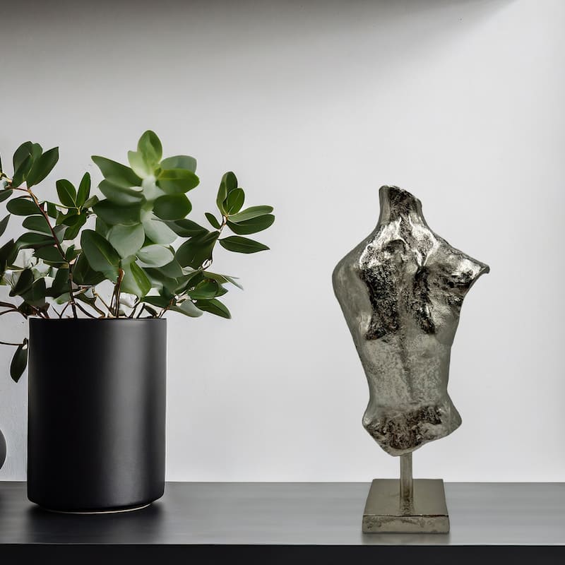 16 Inch Tall Decorative Handmade Aluminum Abstract Body Sculpture - 8 x 4 x 16 in