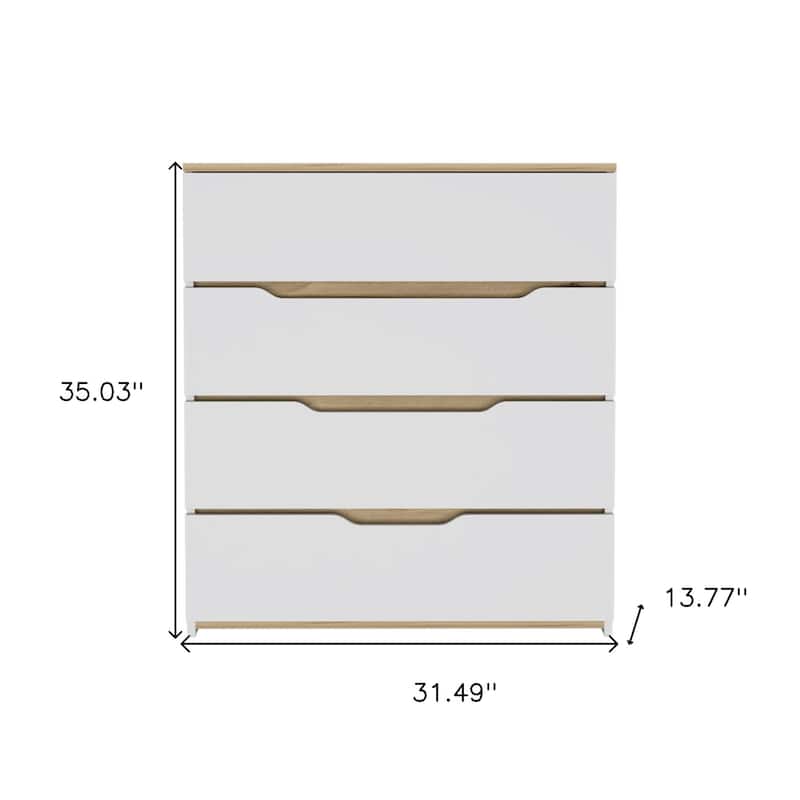 31" Brown and White Four Drawer Standard Chest - Brown and White