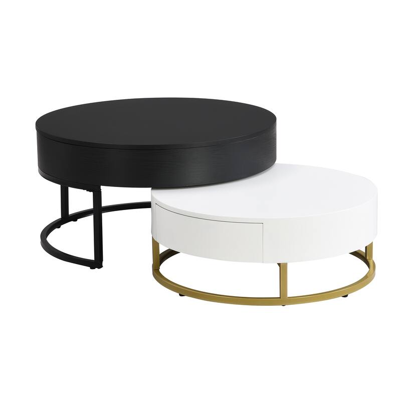 Modern Round Lift top Nesting Coffee Tables