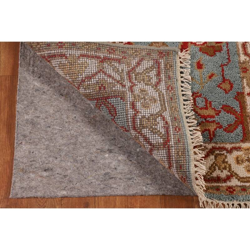 Light Blue Floral Oushak Indian Runner Rug Handmade Wool Carpet - 2'6"x 9'6"