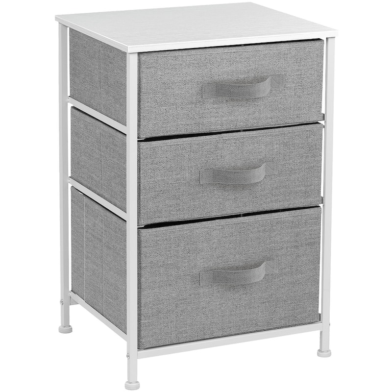 Nightstand 3-Drawer Shelf Storage Bedroom Furniture & End Table Chest