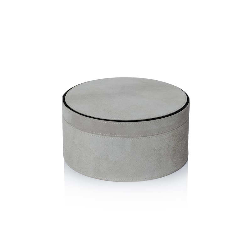 Arden Suede Leather Decorative Box - Large - Round