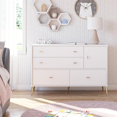 Little Seeds Valentina Asymmetrical 4 Drawer / 1 Door Convertible Dresser