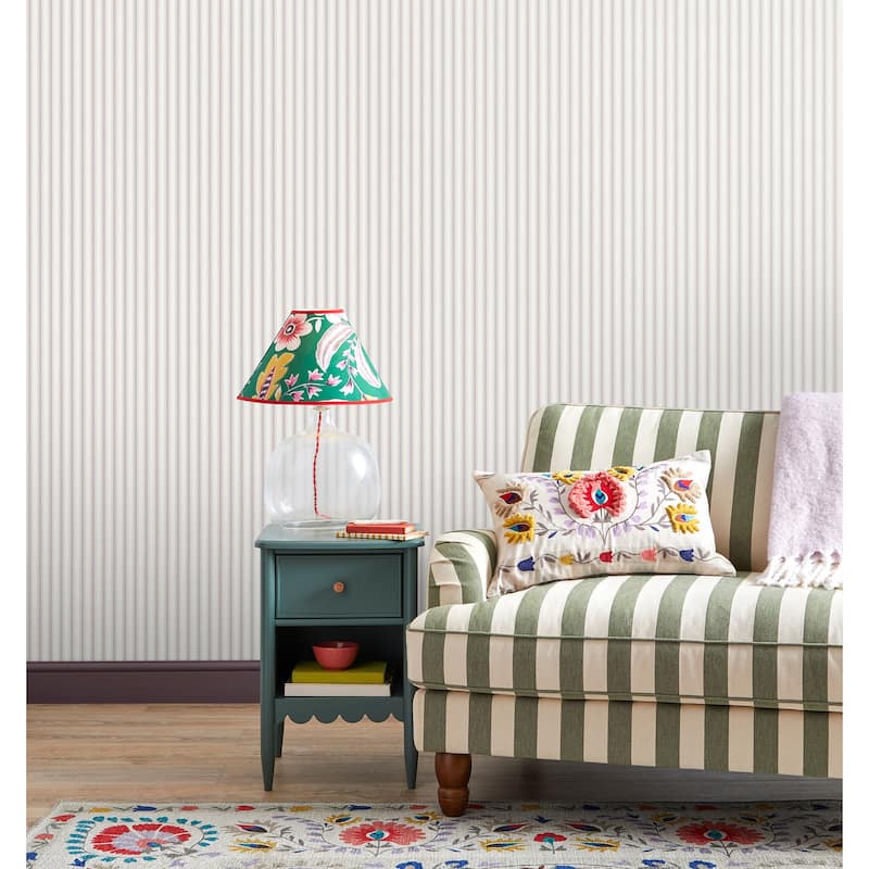 Fine Decor Chirico Lavender Ticking Stripe Wallpaper