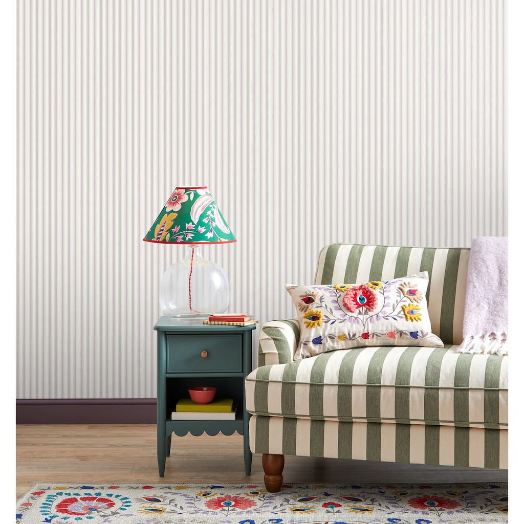 Fine Decor Chirico Lavender Ticking Stripe Wallpaper