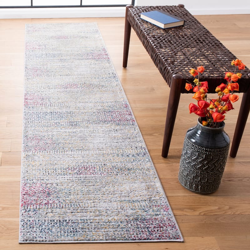 SAFAVIEH Porcello Corean Modern Abstract Rug - 2'2" x 9' Runner - Ivory/Grey