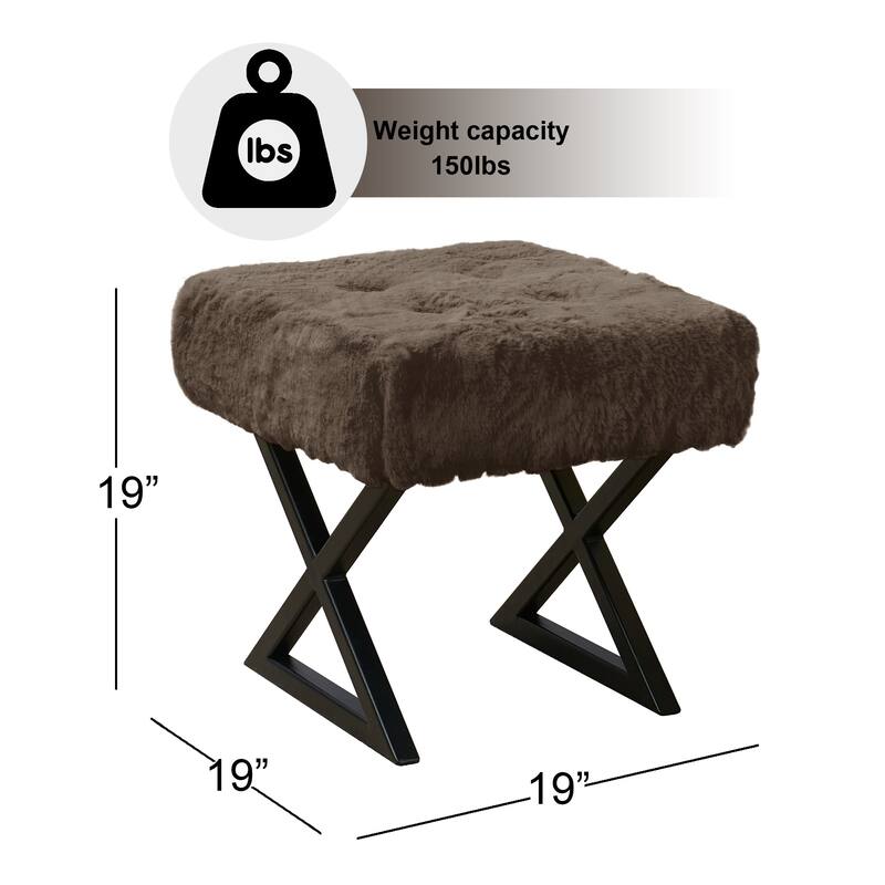 FauxFur Ottoman Vanity Stool 19"X19"X19".