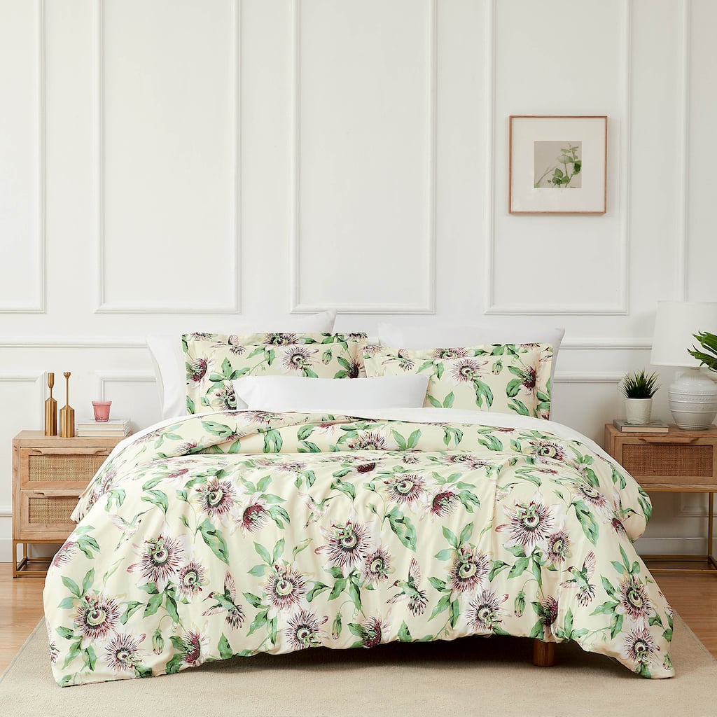 Passiflora 100 % Cotton 300 Thread-Count Sateen Duvet Cover Set