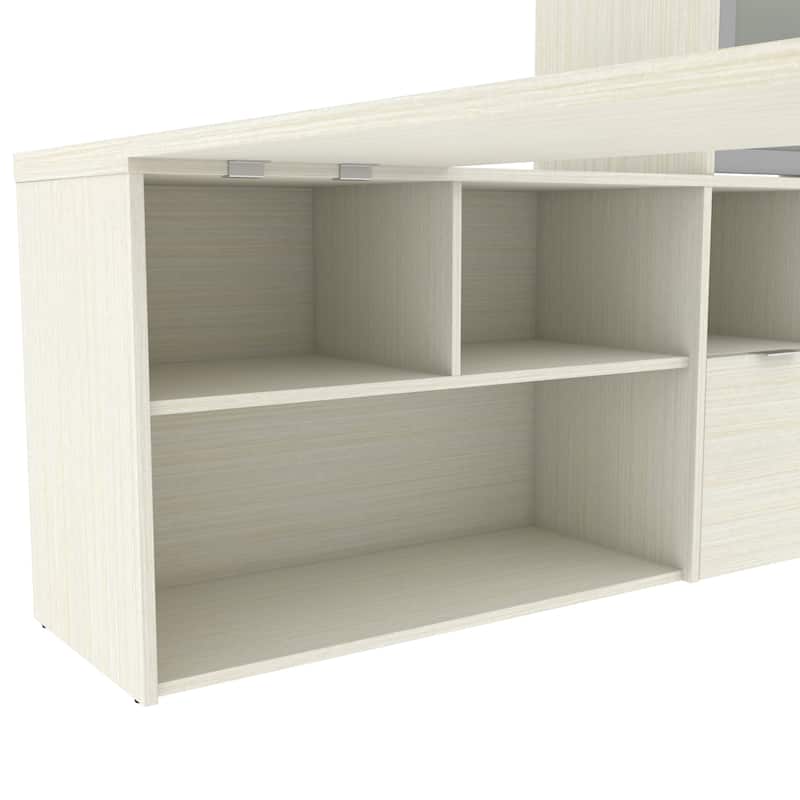 Bestar i3 Plus U-Desk with Frosted Glass Door Hutch
