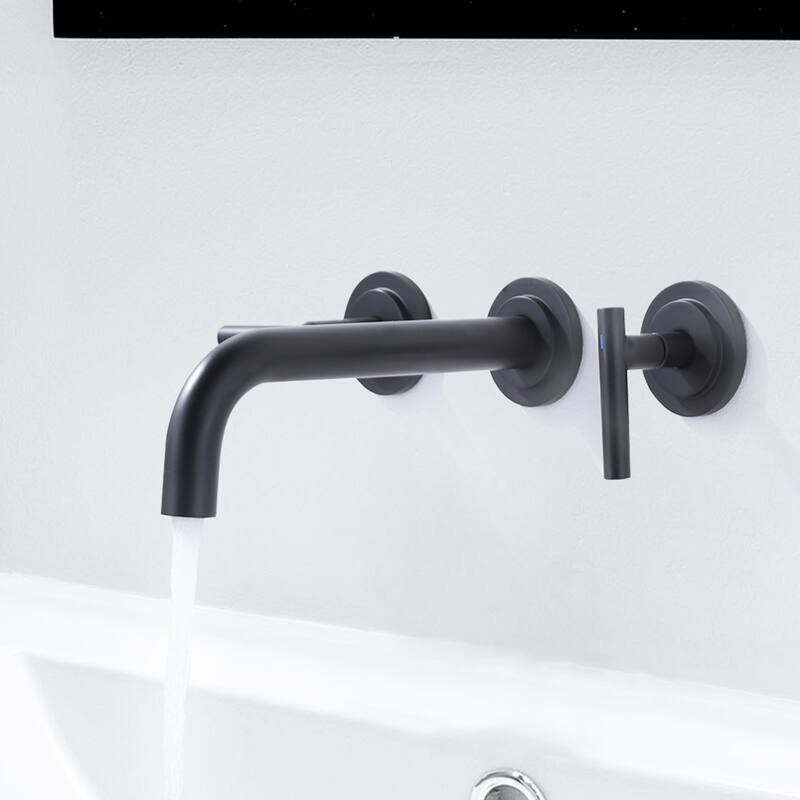 WOWOW Double Handle Wall Mount Bathroom Sink Faucet