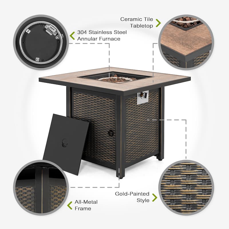 30 in. Outdoor Fire Pit 50,000 BTU Propane Gas Fire Pit Table