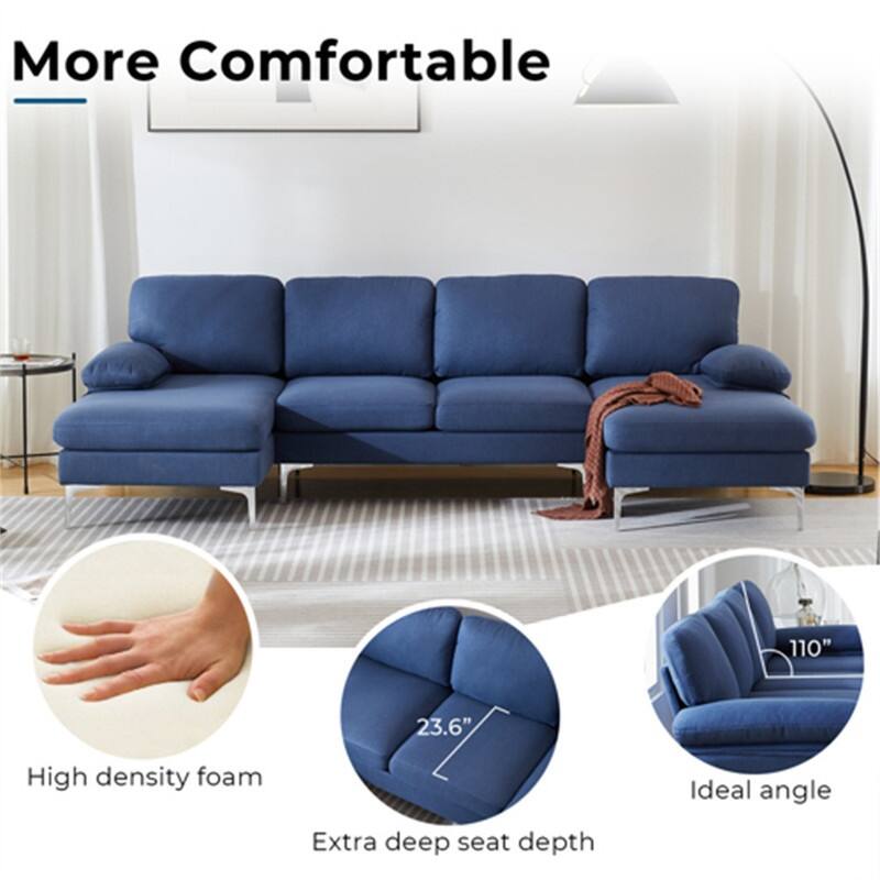 U-Shaped Fabric With Two Imperial Concubine Iron Feet 4 Sectional Sofas