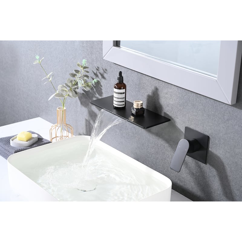 Waterfall Wall Mounted Bathroom Sink Faucet 