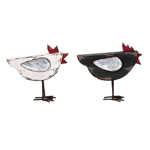 Shop Set Of 2 Black And White Distress Finished Chicken Figures