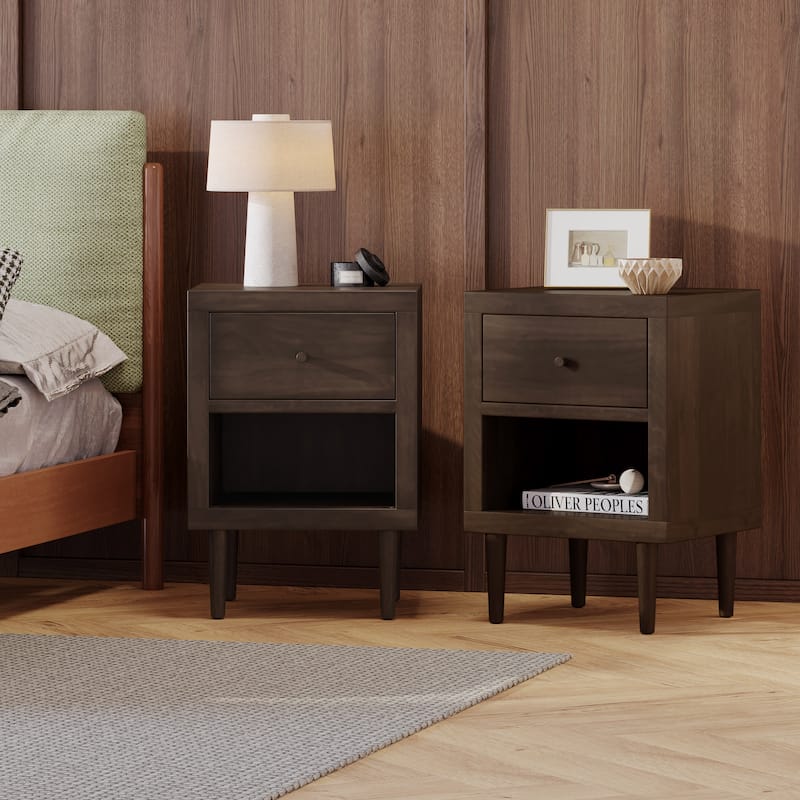 Nystrom Faux Wood Single Drawer Nightstand by Christopher Knight Home