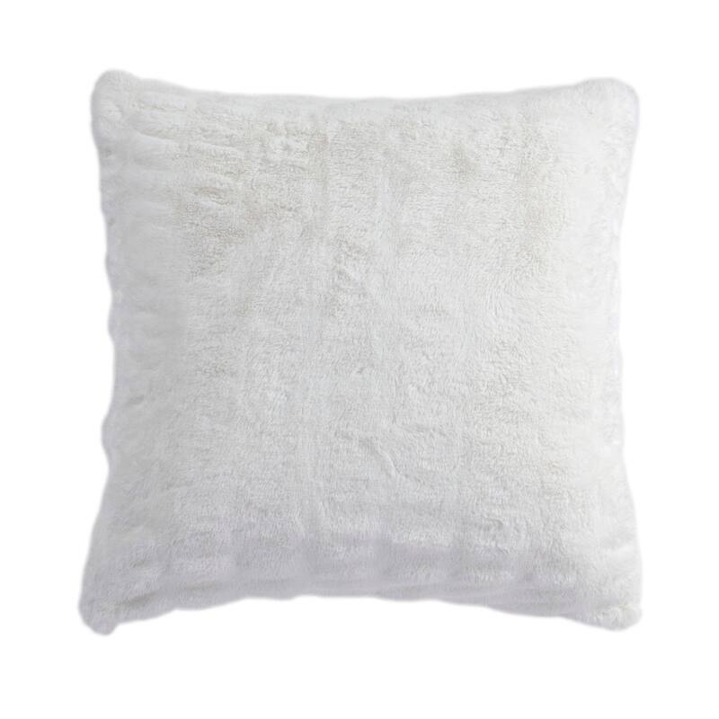 HiEnd Accents Ruched Rabbit Double-Sided Soft Cozy Plush 27x27 inch Euro Throw Pillow with Down Insert - White