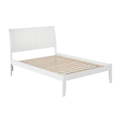Platform Bed Modern Sleigh Design with Open Footboard & Storage Options