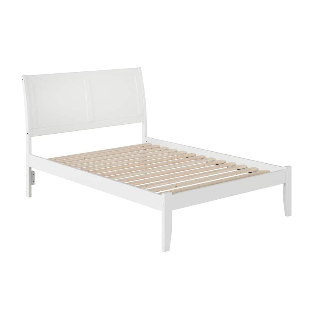 Platform Bed Modern Sleigh Design with Open Footboard & Storage Options