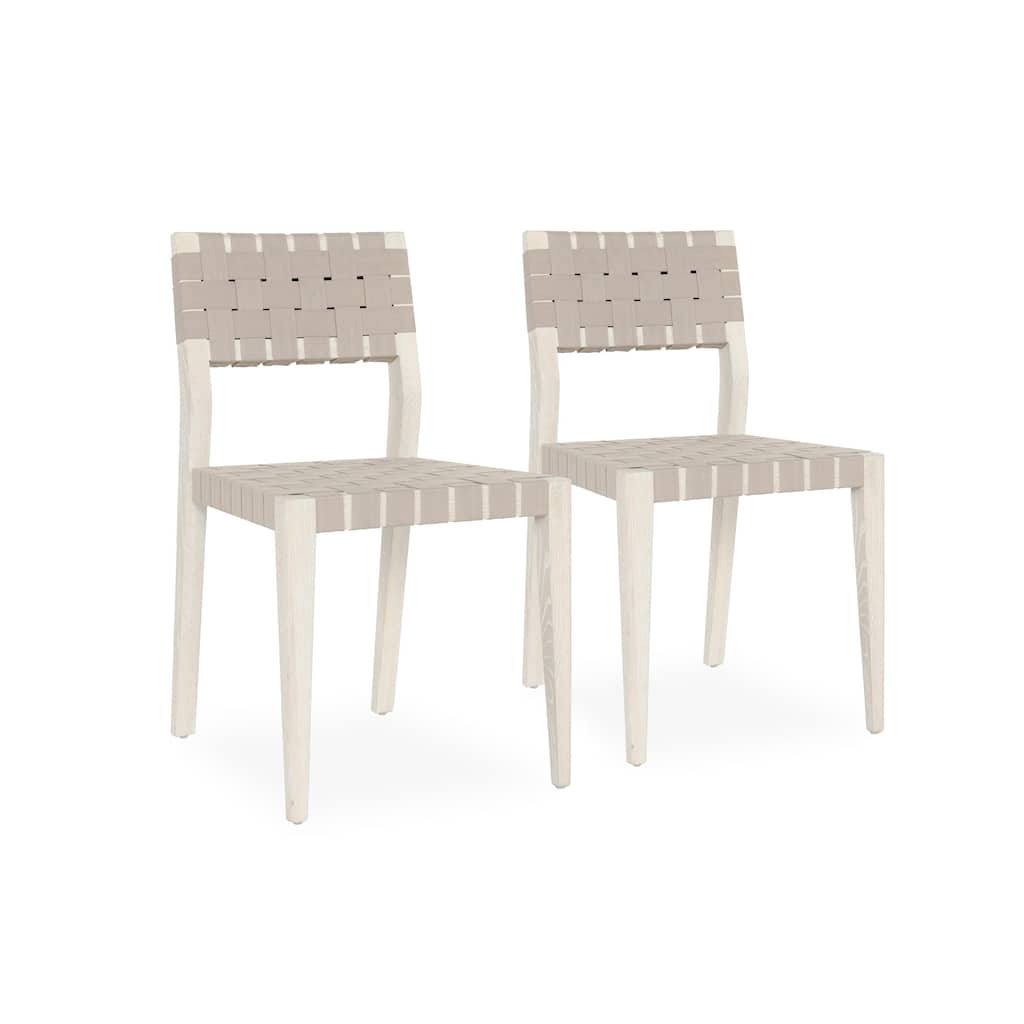 Classic Home Orlando Set of Two Oak Wood Dining Chair in Milky White