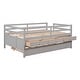 preview thumbnail 7 of 7, Gray Solid Pine Wood Low Loft Bed Full Size with Safety Fence and Trundle
