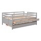 preview thumbnail 7 of 7, Gray Solid Pine Wood Low Loft Bed Full Size with Safety Fence