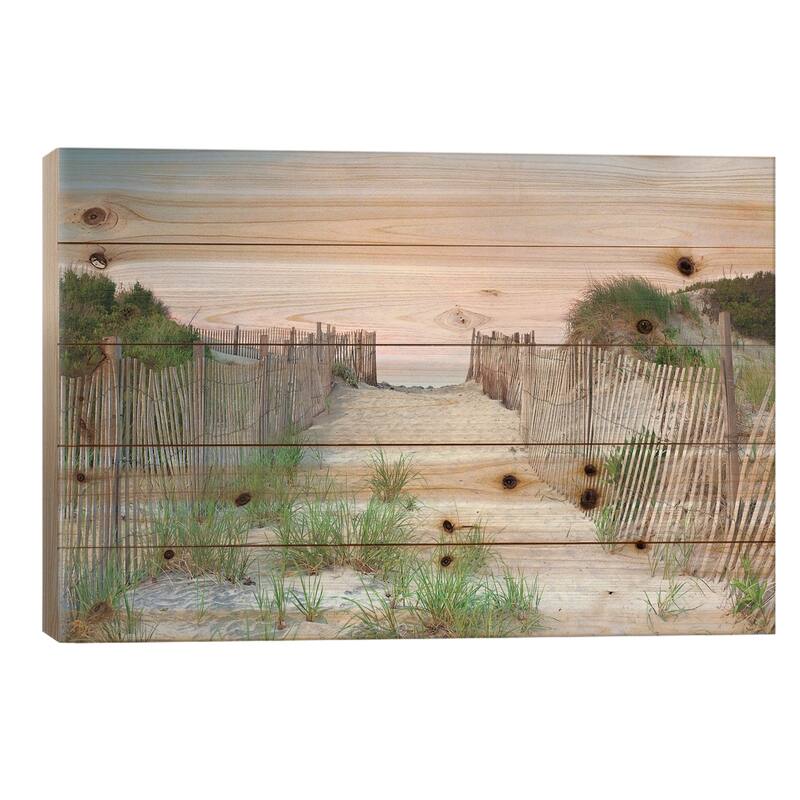 Crescent Beach Path Print On Wood by Katherine Gendreau - Multi-Color - 18x26x1.5