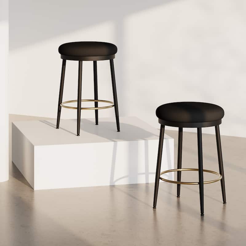 Backless Bar Stools with Footrest Fabric Upholstered Counter Stools 24.75" Modern Counter Stools Set of 2 for Dining Room