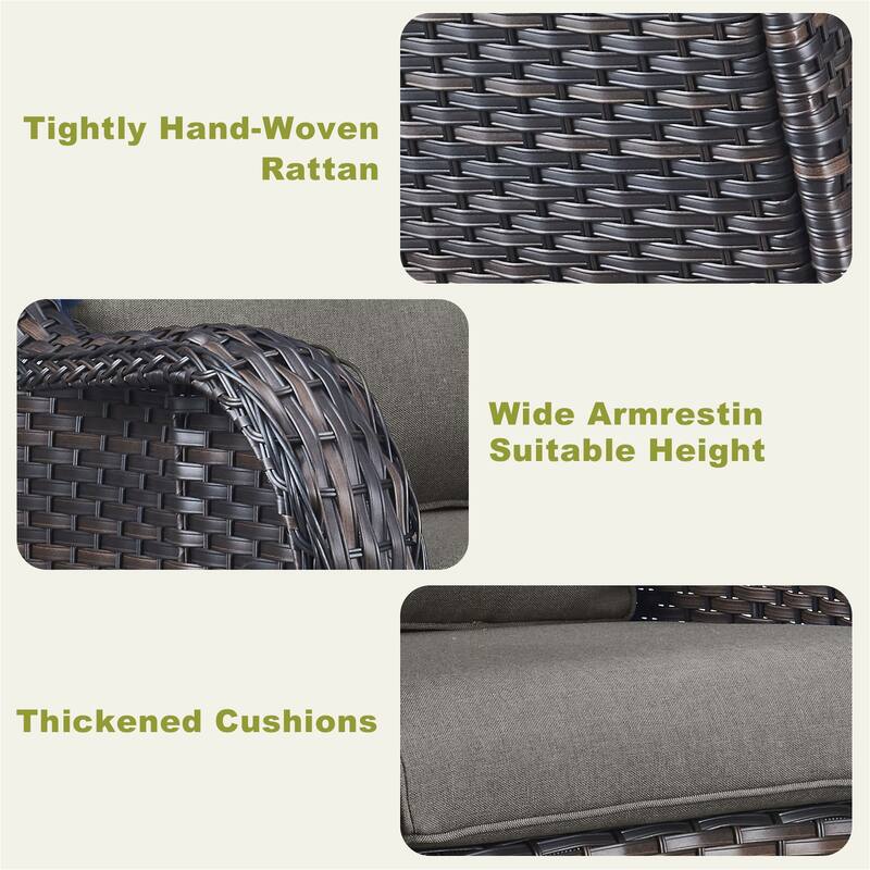 Gymojoy Outdoor Sofa Chair Ottoman Seating with Cushions