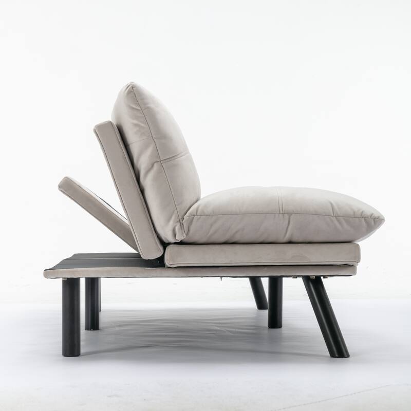 70.87" Leather-Look Convertible Sofa Bed, Adjustable Backrest
