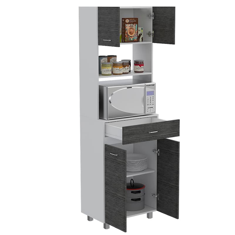 Microwave Cabinet Madison, Kitchen, White / Smokey Oak,High quality and durable