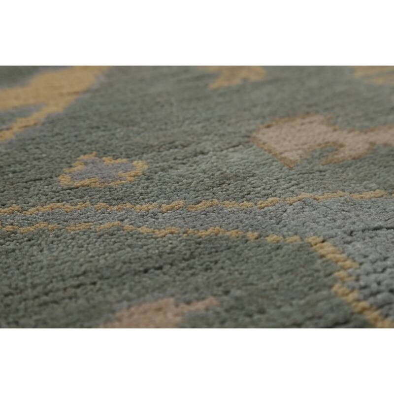 Blue Oushak Indian Area Rug Handmade Wool Carpet - 8'4"x 9'9"