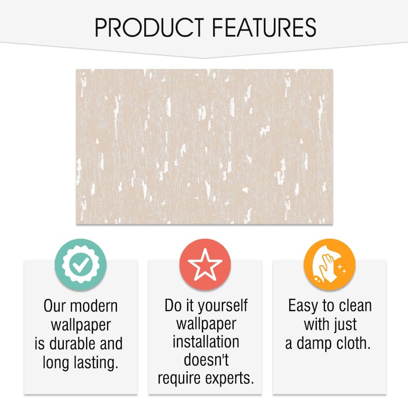 SUSSEXHOME Removable Wallpaper-Waterproof, Strippable, Light Resistance & Cleanable Wall Paper Roll-Wallpaper-Concrete